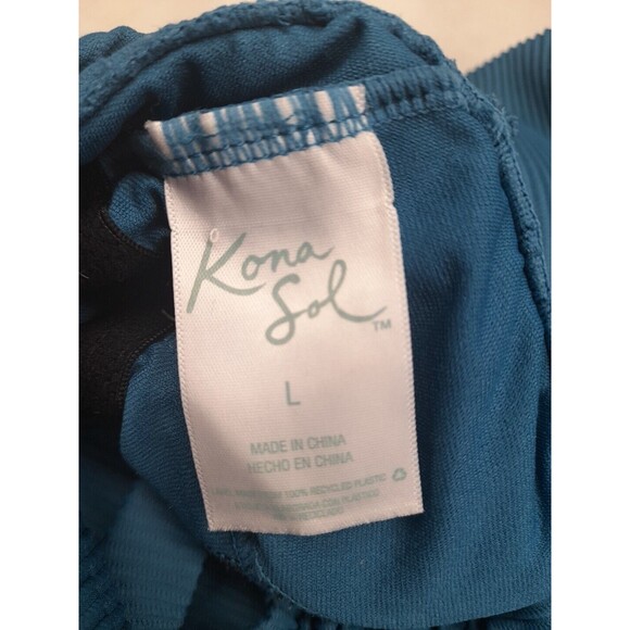 KONA SOL SWIMSUIT ONE PIECE SQUARE NECK RIBBED WOMENS TEAL BLUE L - Picture 9 of 10